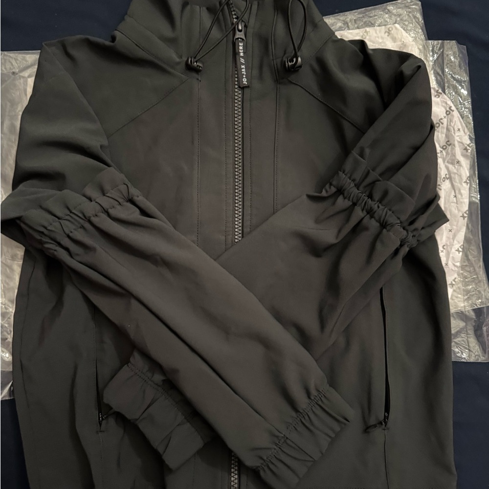 Kids Black Hooded Rain Jacket with Elastic Cuffs - Unbranded